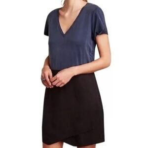 Anthropologie Dolan Left Coast Colorblock Slate Blue Black Short Sleeve Dress XS